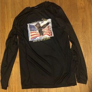 American Flag Land of the Free Home of the Brave Black Patriotic T-Shirt